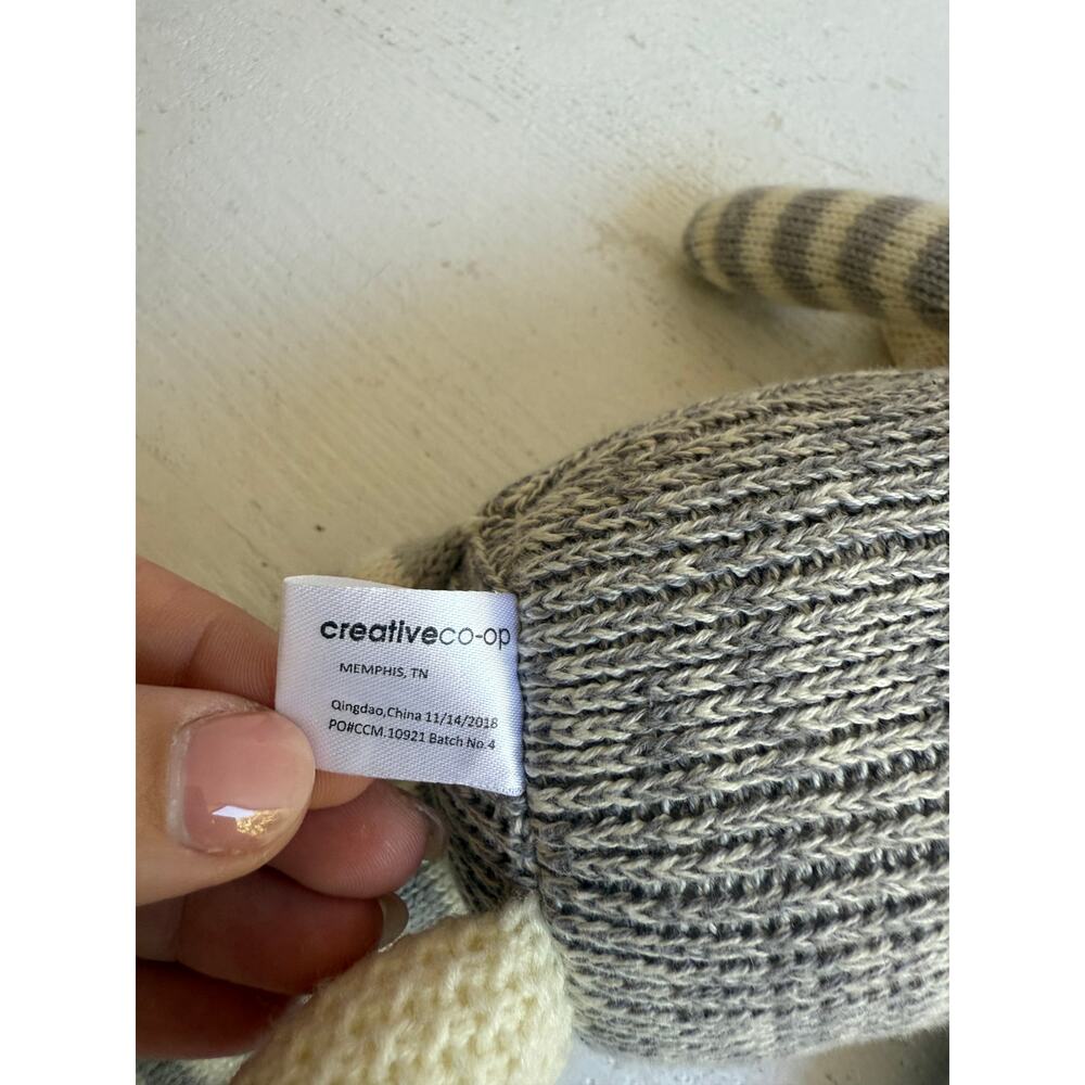 Creative Co-op Kangaroo & Joey Plush Knit Crocheted Grey White 17" Baby Lovey - Picture 7 of 7